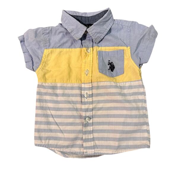 US polo Assn button down color block and striped shirt size 18m - Picture 1 of 5